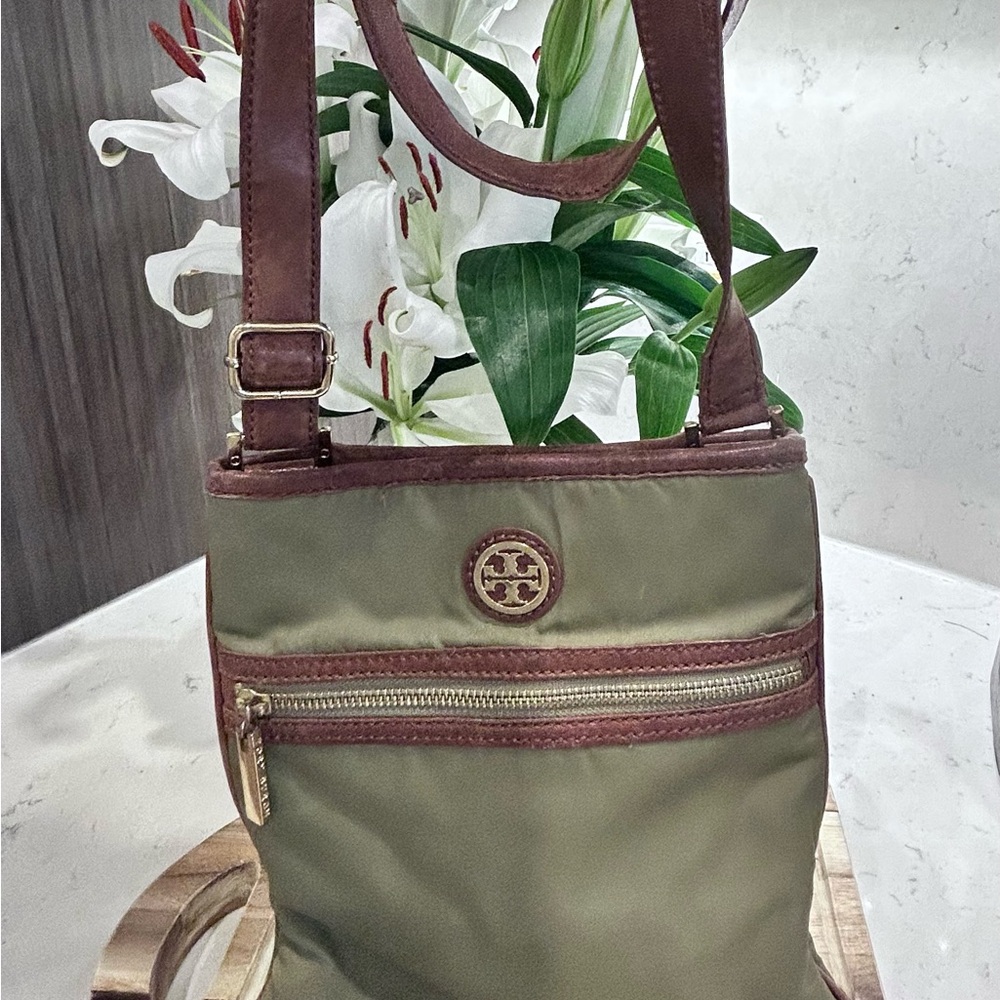 Tory Burch Olive and Brown Crossbody Bag